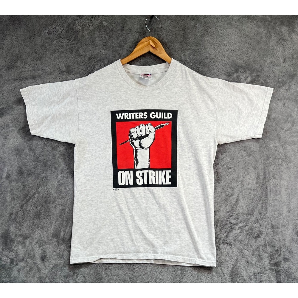Writers Guild On Strike T Shirt Union Made Large Vintgage Made In USA